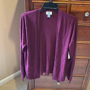 Old Navy NWT women’s open front cardigan, plum, size large, lightweight, soft